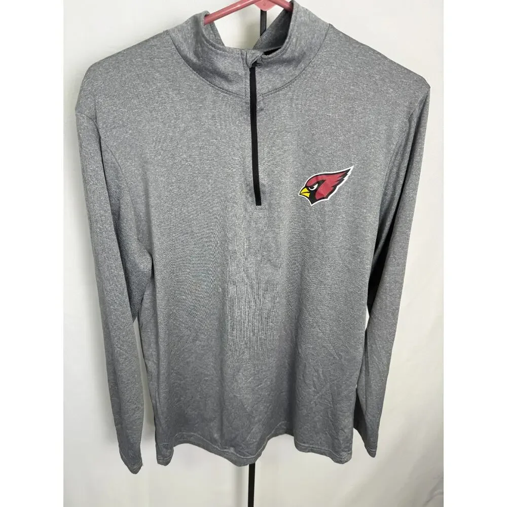 NFL Team Apparel Arizona Cardinals Gray 1/4 Zip Pullover Athletic Top Small